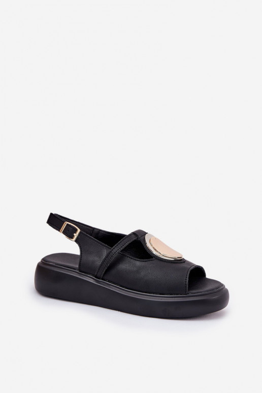 Pele Estilo elegante Sandálias femininas S.Barski GR51-603 cor preta