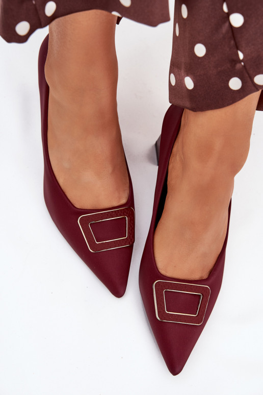Sapato com salto decorar com fivelas Borgonha Seriva