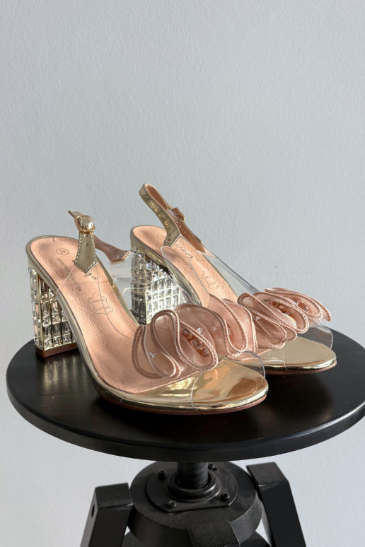 sandálias com salto com olhos brilhantes D&A MR52-237 cor dourada