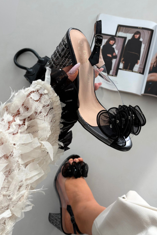 sandálias com salto com olhos brilhantes D&A MR52-237 cor preta