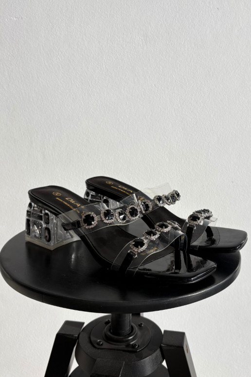 Chinelos femininos com olhos brilhantes D&A MR1037-02 cor preta