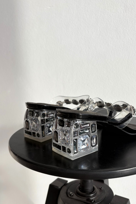 Chinelos femininos com olhos brilhantes D&A MR1037-02 cor preta