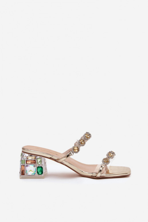 Chinelos femininos com olhos brilhantes D&A MR1037-02 cor dourada