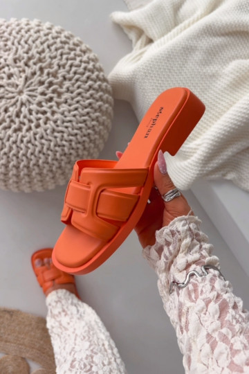 Chinelos femininos com saltos largos em laranja "Lorania" 2