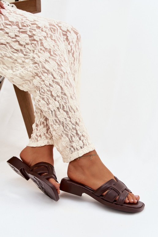 Chinelos femininos com salto largo CzekoladoParae Lorania