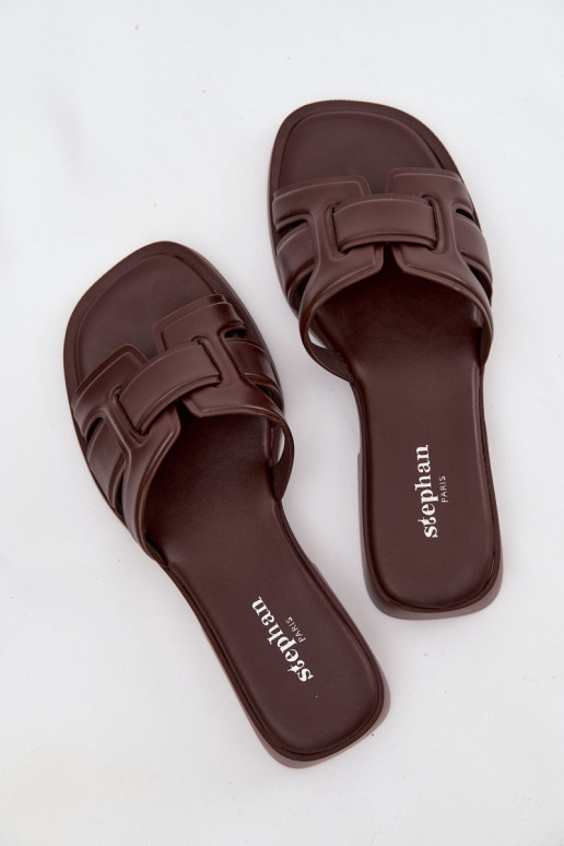 Chinelos femininos com salto largo CzekoladoParae Lorania