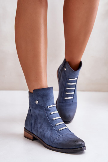 aquecimento Botas femininas com salto largo cor azul Labise