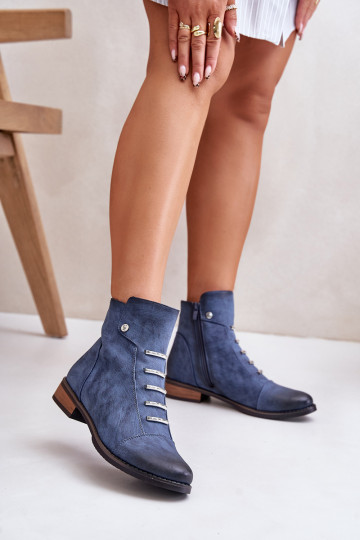 aquecimento Botas femininas com salto largo cor azul Labise 2