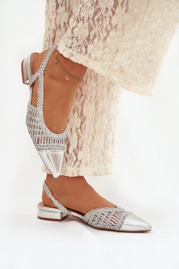 Sandálias femininas Com trança Klocke cor prata Nivorra