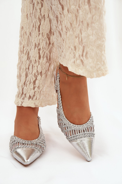 Sandálias femininas Com trança Klocke cor prata Nivorra