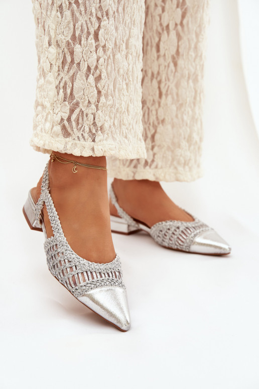 Sandálias femininas Com trança Klocke cor prata Nivorra