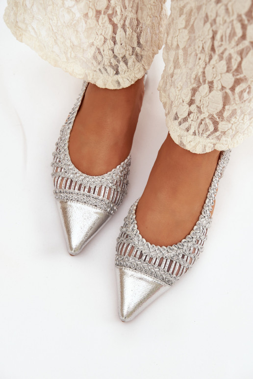 Sandálias femininas Com trança Klocke cor prata Nivorra