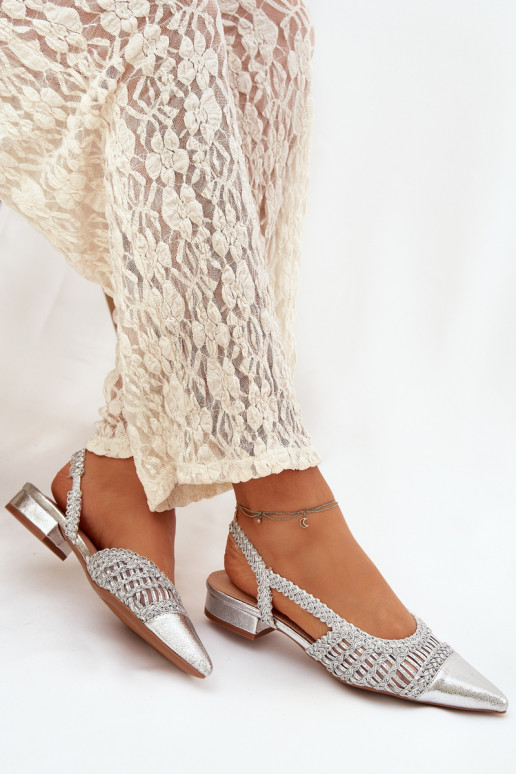 Sandálias femininas Com trança Klocke cor prata Nivorra