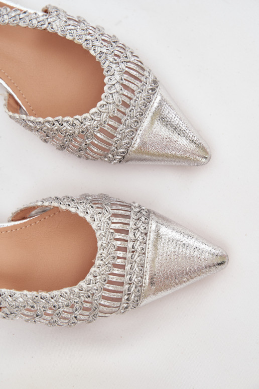 Sandálias femininas Com trança Klocke cor prata Nivorra