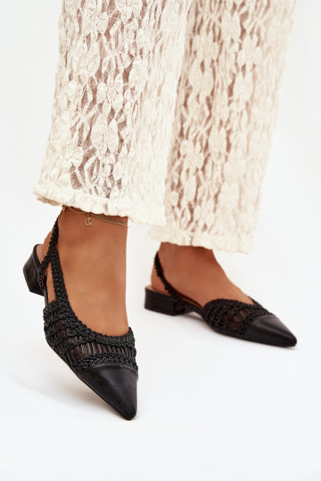 Sandálias femininas Com trança Klocke cor preta Nivorra