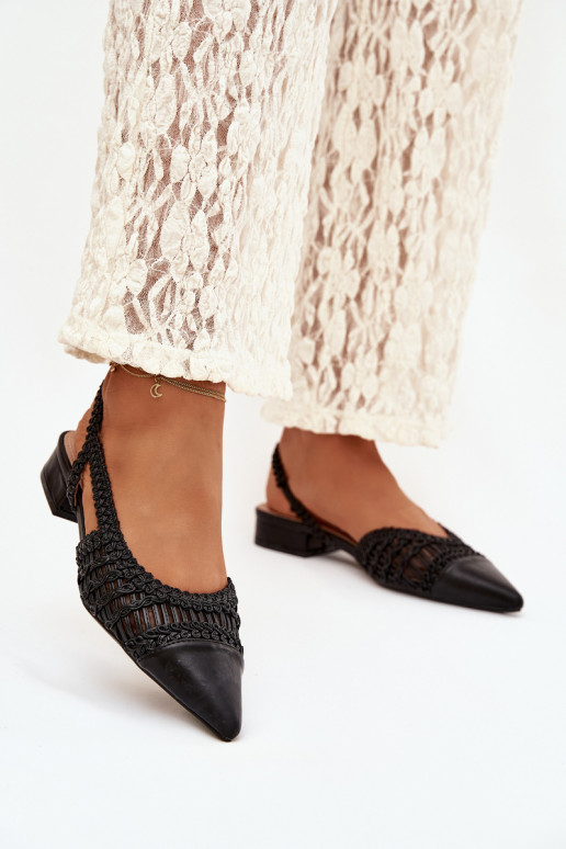 Sandálias femininas Com trança Klocke cor preta Nivorra