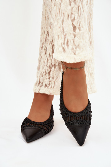 Sandálias femininas Com trança Klocke cor preta Nivorra 2