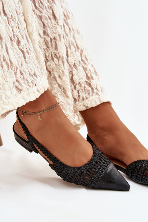 Sandálias femininas Com trança Klocke cor preta Nivorra