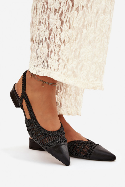 Sandálias femininas Com trança Klocke cor preta Nivorra