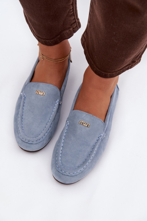 mocassins femininosPequenom cor douradam Detalem cor azul Sarivelle