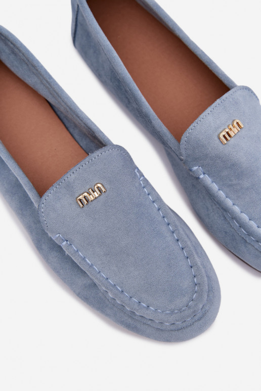 mocassins femininosPequenom cor douradam Detalem cor azul Sarivelle