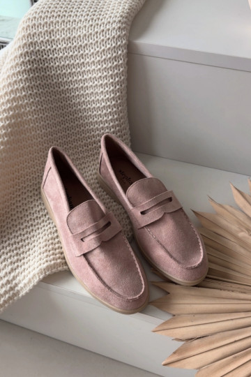 Mocassins femininos de camurça sintética, cor rosa Renelia 2