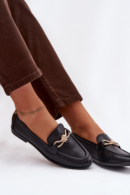 Mocassins Feminino Com decorações Detalem cor preta Rosynne