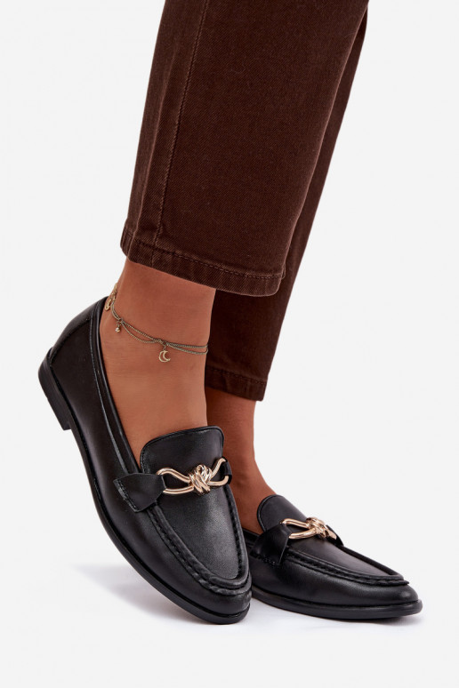 Mocassins Feminino Com decorações Detalem cor preta Rosynne