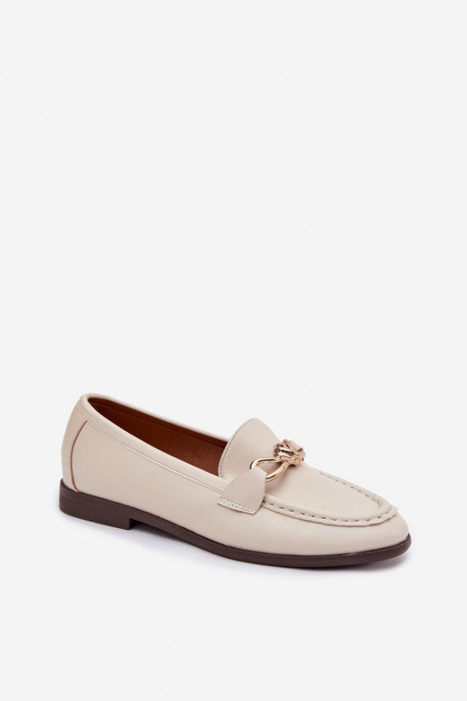 Mocassins Feminino Com decorações Detalem cor de marfim Rosynne