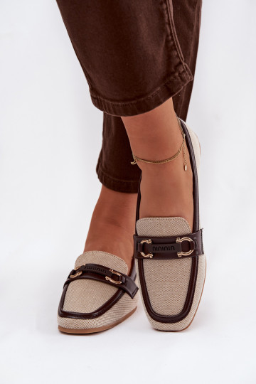 Mocassins Mocassins Feminino Com decorações Elemento marrom-bege Evelora