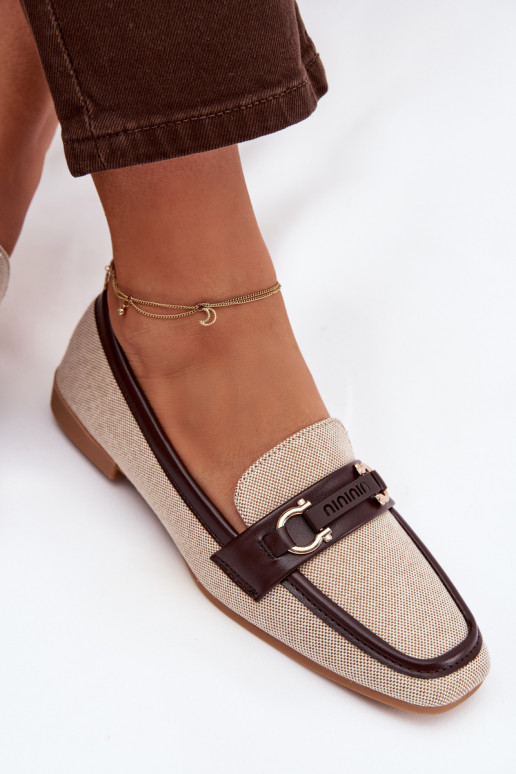 Mocassins Mocassins Feminino Com decorações Elemento marrom-bege Evelora