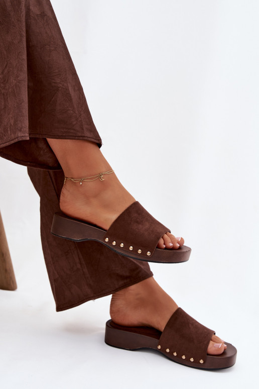 Chinelos femininos Ze cor douradami Pregos CzekoladoParae Ferinna