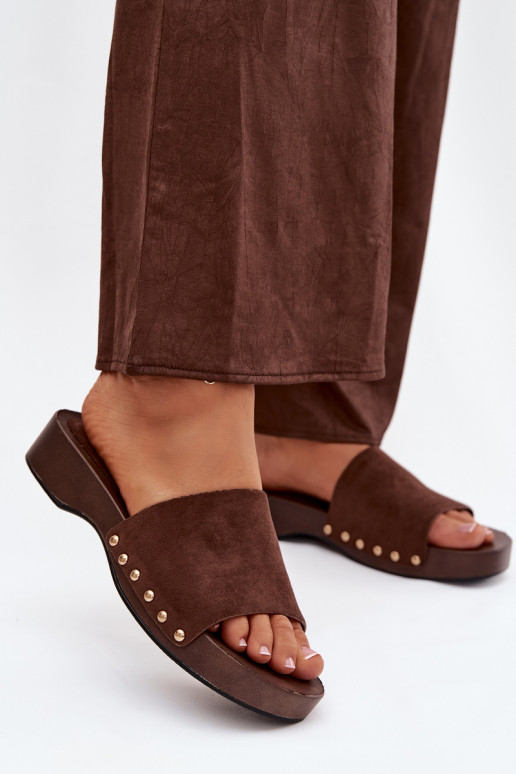 Chinelos femininos Ze cor douradami Pregos CzekoladoParae Ferinna