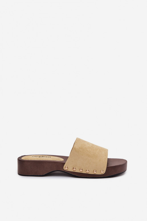 Chinelos femininos Ze cor douradami Pregos cor amarela Ferinna