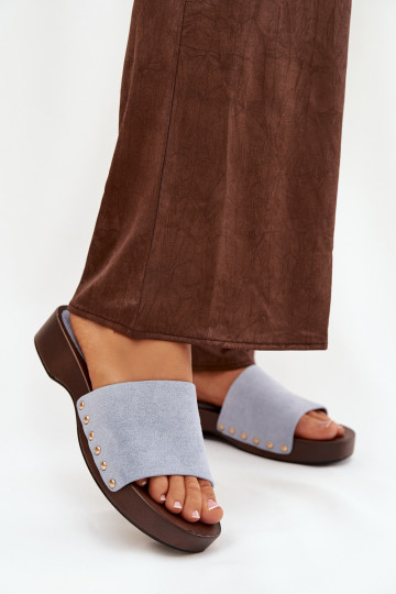 Chinelos femininos Ze cor douradami Pregos cor azul Ferinna 2