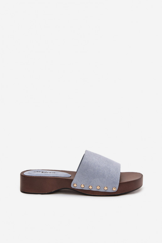 Chinelos femininos Ze cor douradami Pregos cor azul Ferinna