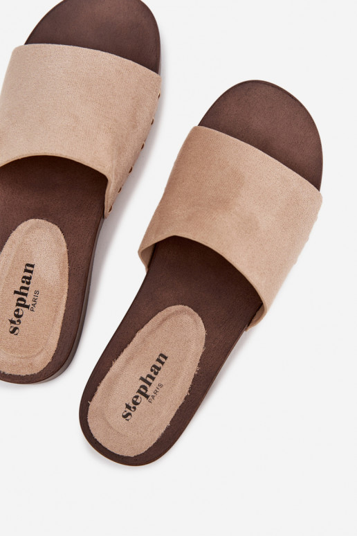 Chinelos femininos Ze cor douradami Pregos bege Ferinna