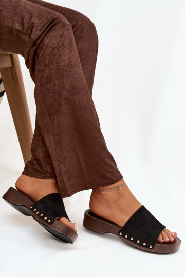 Chinelos femininos Ze cor douradami Pregos cor preta Ferinna 2