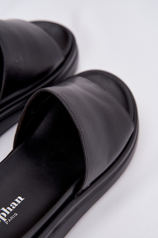 Chinelos femininos com uma plataforma cor preta Tanelisse