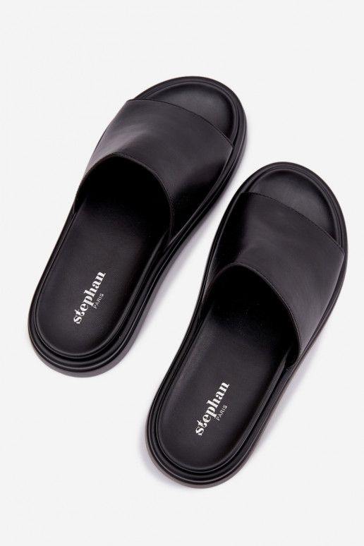 Chinelos femininos com uma plataforma cor preta Tanelisse