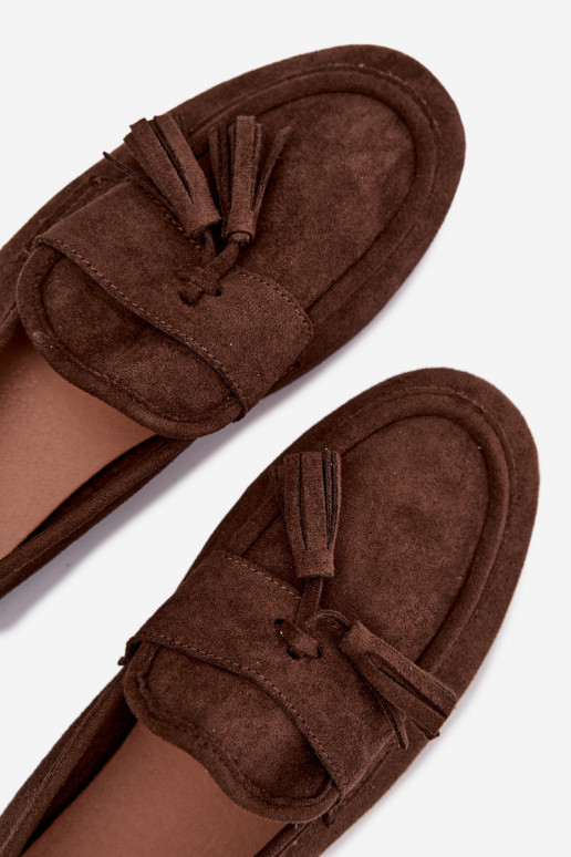 Mocassins Apartamento feminino com franjas CzekoladoParae Tem que serrilisse