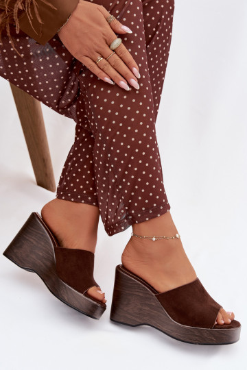 Ravelia chinelos femininos em plataforma marrons
