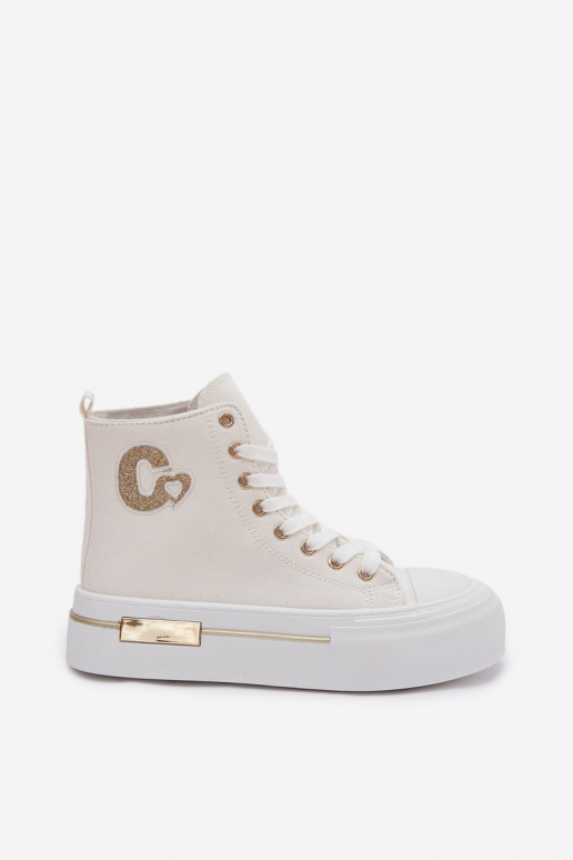 Sapatos de lazer com uma plataforma cor branca Meloria