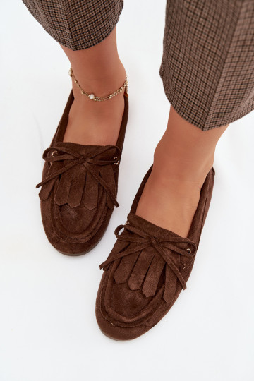 mocassins femininos com detalhes elegantes E Franja CzekoladoParae Glorina