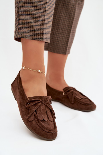 mocassins femininos com detalhes elegantes E Franja CzekoladoParae Glorina 2