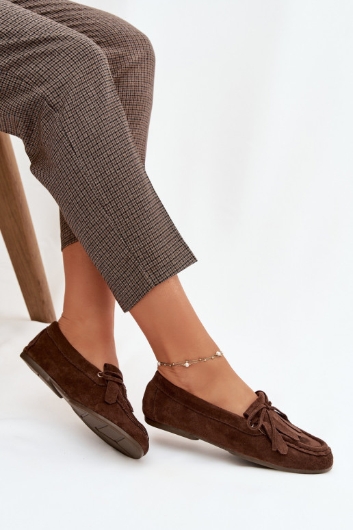 mocassins femininos com detalhes elegantes E Franja CzekoladoParae Glorina