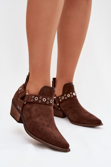 Botas Vannessae cor chocolate para mulheres com recortes e franjas 2