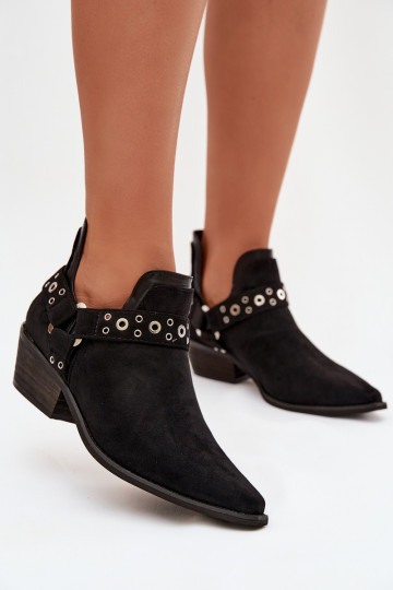 Botas Vannessae pretas para mulheres com recortes e franjas