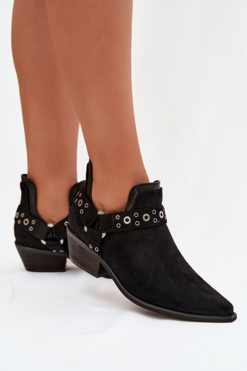 Botas Vannessae pretas para mulheres com recortes e franjas 2