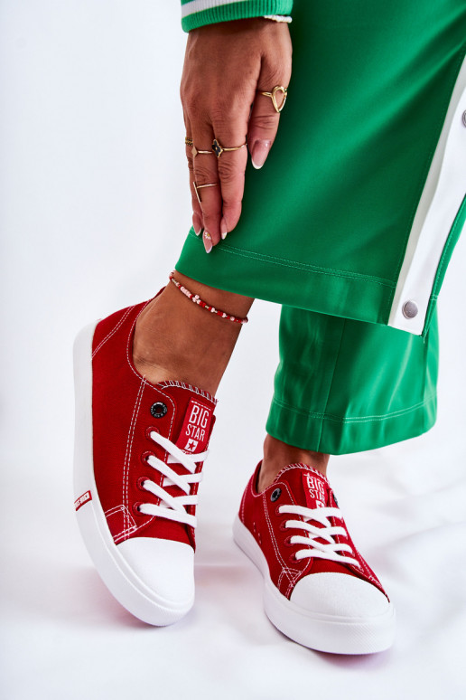 Sapatos femininos Big Star FF274089 cor vermelha